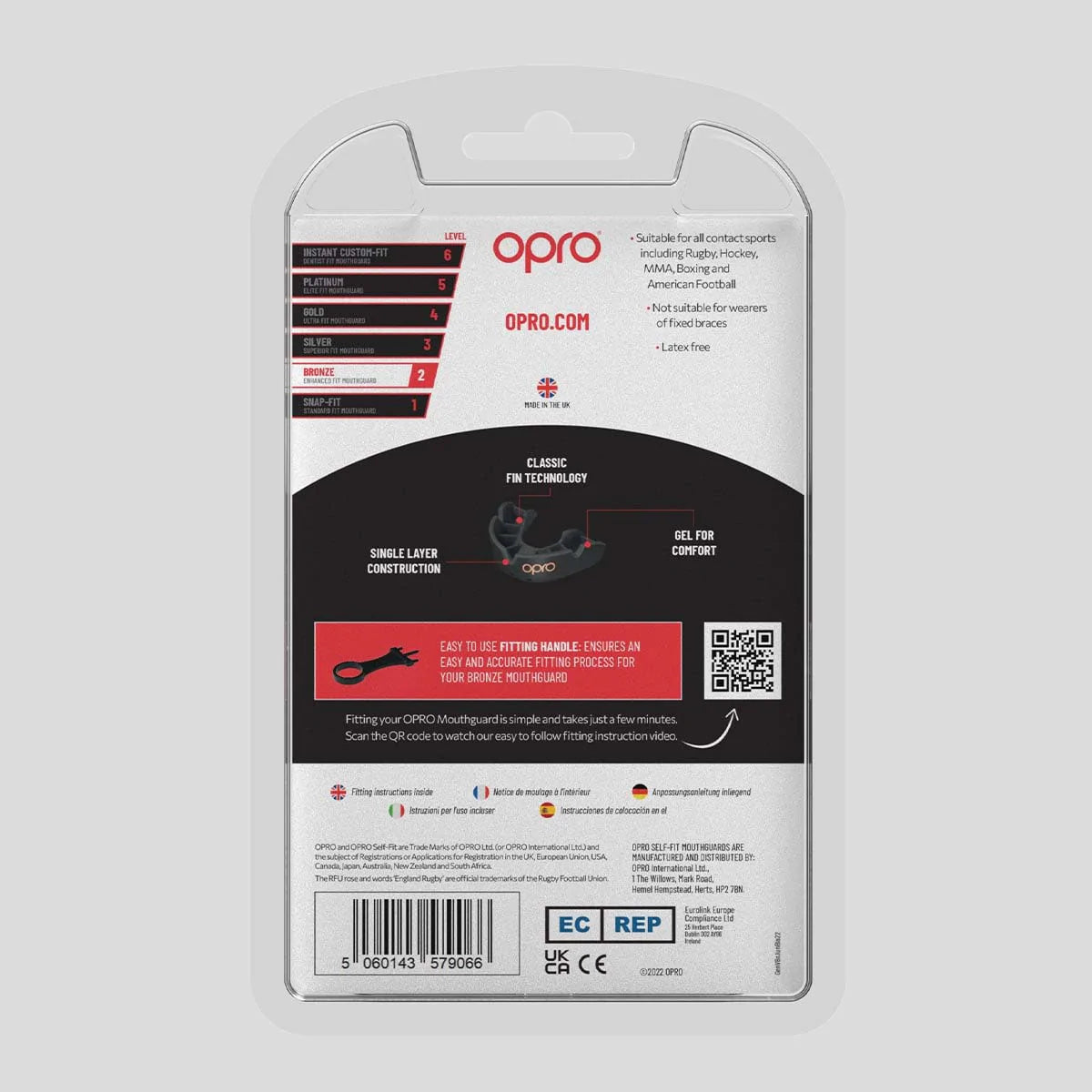 Opro Junior Bronze Self-Fit Mouth Guard Black