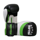 Top Ten Stripe Boxing Gloves Black-Green-White