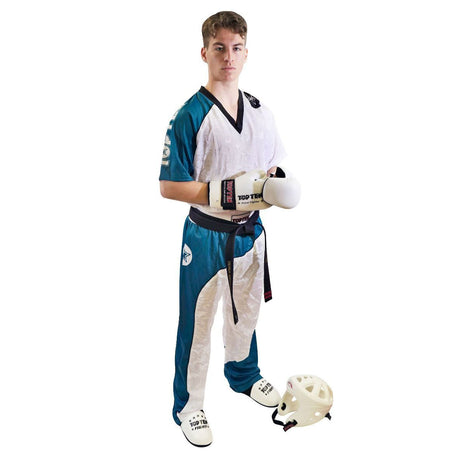 Top Ten Bow Kickboxing Uniform White/Teal/Black